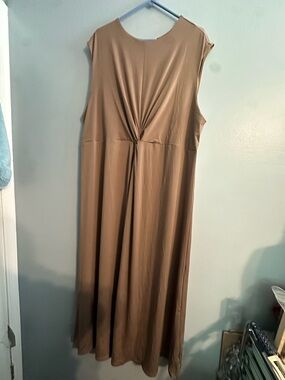 Old Navy Taupe Sleeveless Maxi Dress with Twist Detail